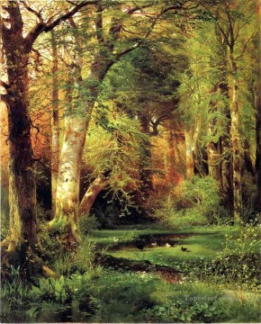  Moran Art Painting - Forest Scene landscape Thomas Moran